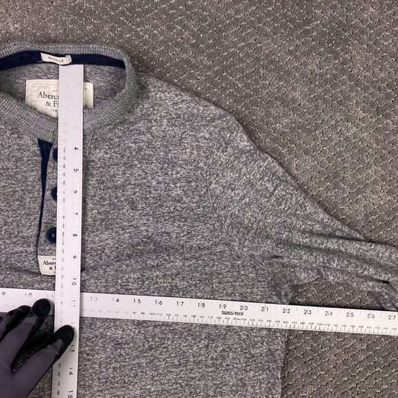 Vintage Abercrombie & Fitch Muscle Henley Shirt Mens XL Gray Heather Long Sleeve - Picture 6 of 8